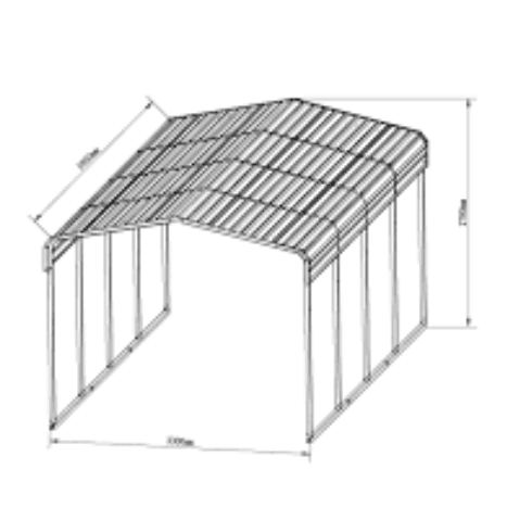 Value Industrial Steel Single Carport 11'x19'