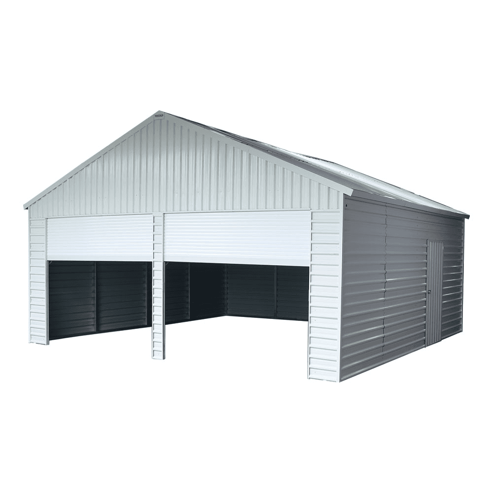 21'x19' Heavy Duty Metal Garage Shed, 75 MPH Wind Rated