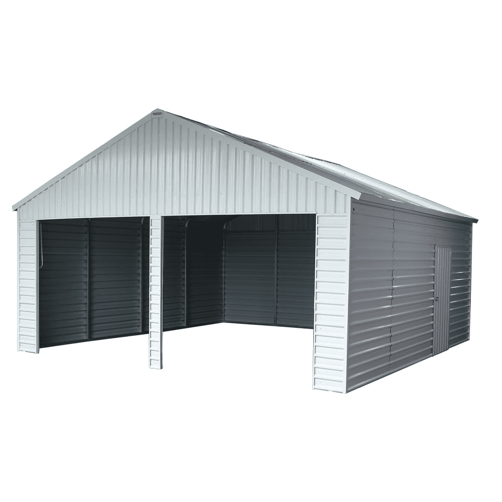 21'x19' Heavy Duty Metal Garage Shed, 75 MPH Wind Rated