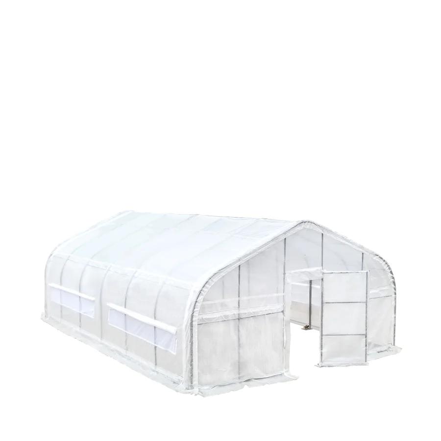 Value Industrial 20'x30'x10' High Tunnel Greenhouse - 180g PE mesh - roll up side windows