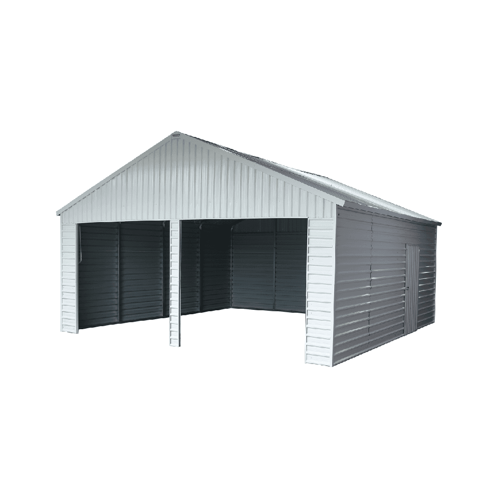 21'x19' Heavy Duty Metal Garage Shed, 75 MPH Wind Rated