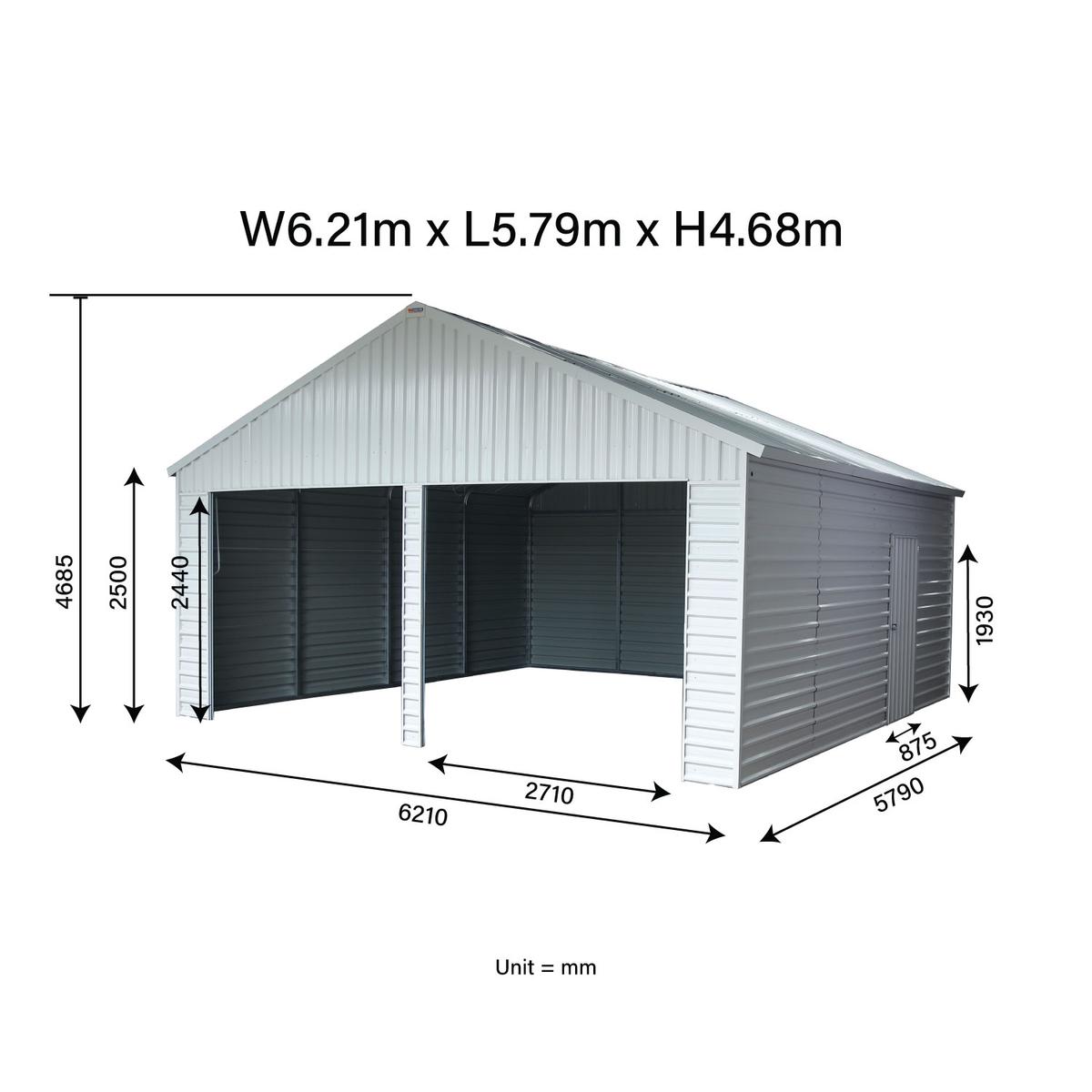 21'x19' Heavy Duty Metal Garage Shed, 75 MPH Wind Rated