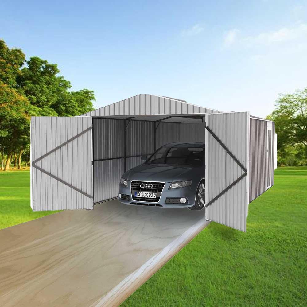 Value Industrial Heavy Duty 14'x19' Steel Car Garage - 27 gauge metal sheet - 75 mph wind resistance