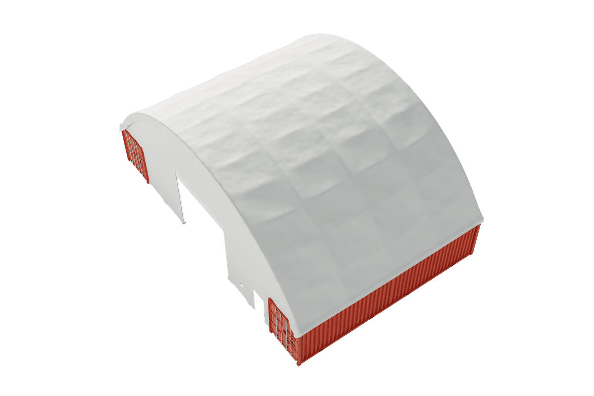 Value Industrial Container Shelter 60'x40'x20' (610g PVC) Double Trussed