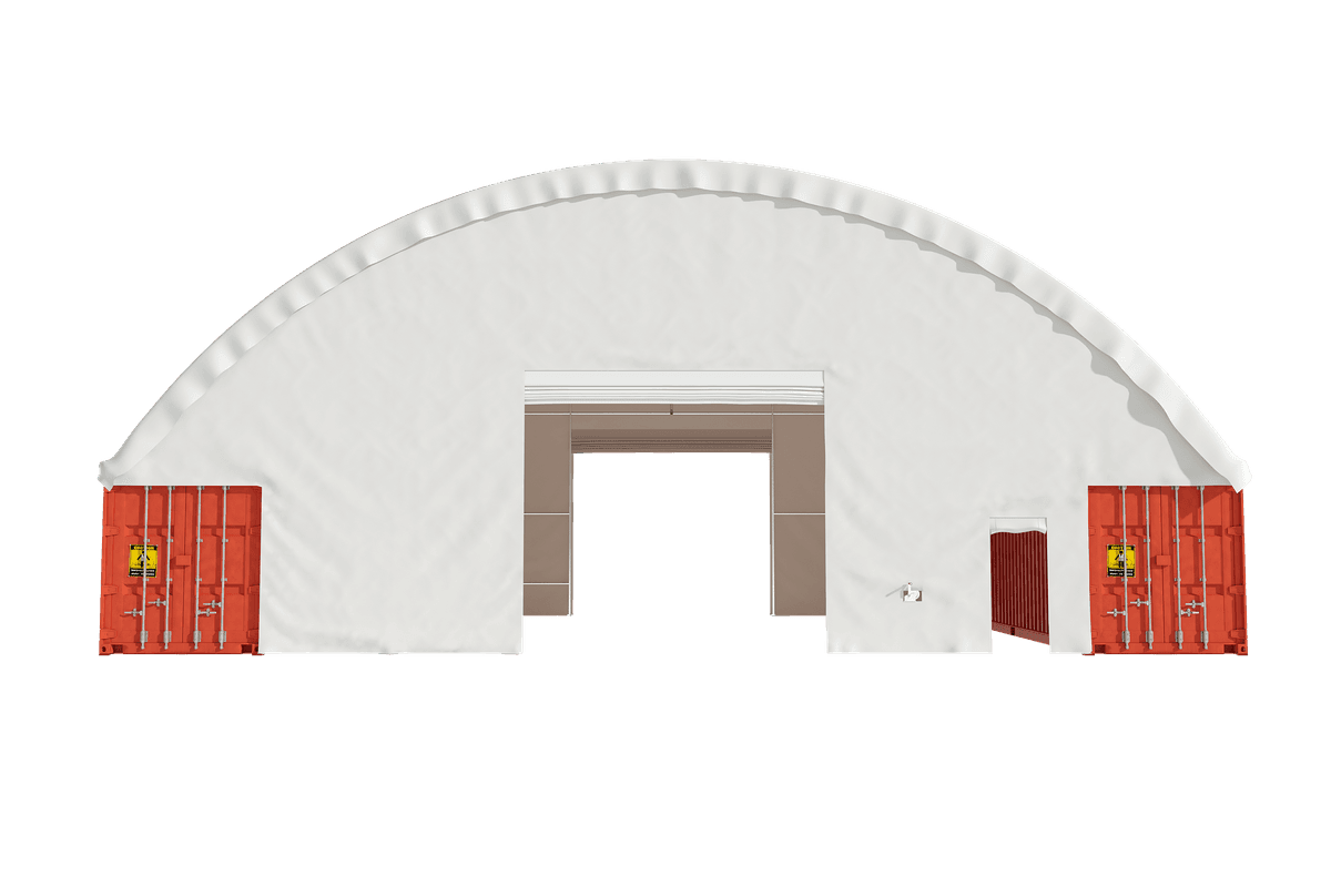 Value Industrial Container Shelter 60'x40'x20' (610g PVC) Double Trussed