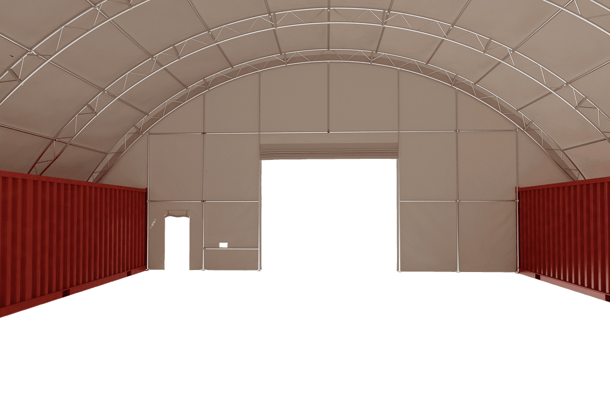 Value Industrial Container Shelter 60'x40'x20' (610g PVC) Double Trussed