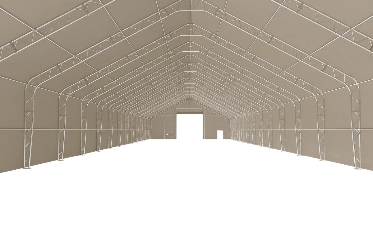 Value Industrial Double Trussed Storage Shelter - 50' wide x 150' length x26' height