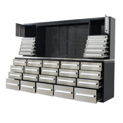 Value Industrial Silver 10FT-30D Workbench Cabinets - 10 foot wide - 30 drawers