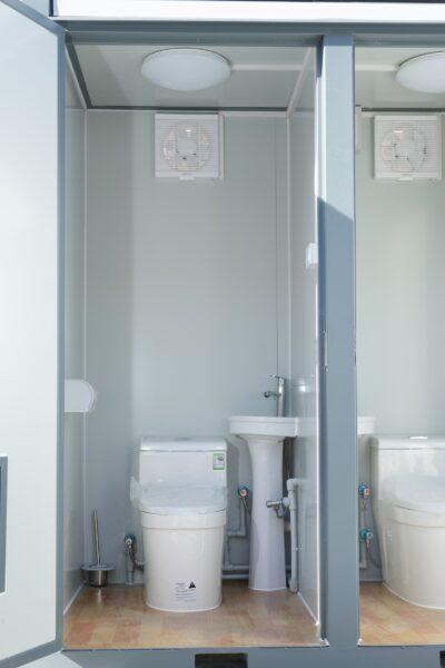 Value Industrial Portable Double Toilet - simple elegant design - external sceptic & power