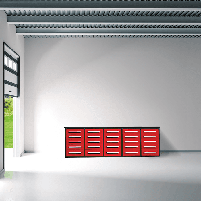 Value Industrial 10FT-25D Workbench Cabinets - 10 foot wide - 25 drawers