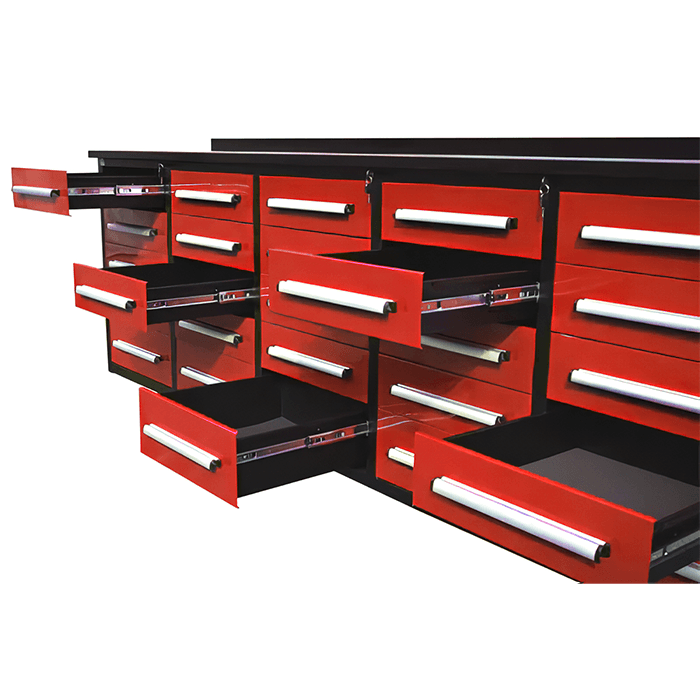 Value Industrial 10FT-25D Workbench Cabinets - 10 foot wide - 25 drawers